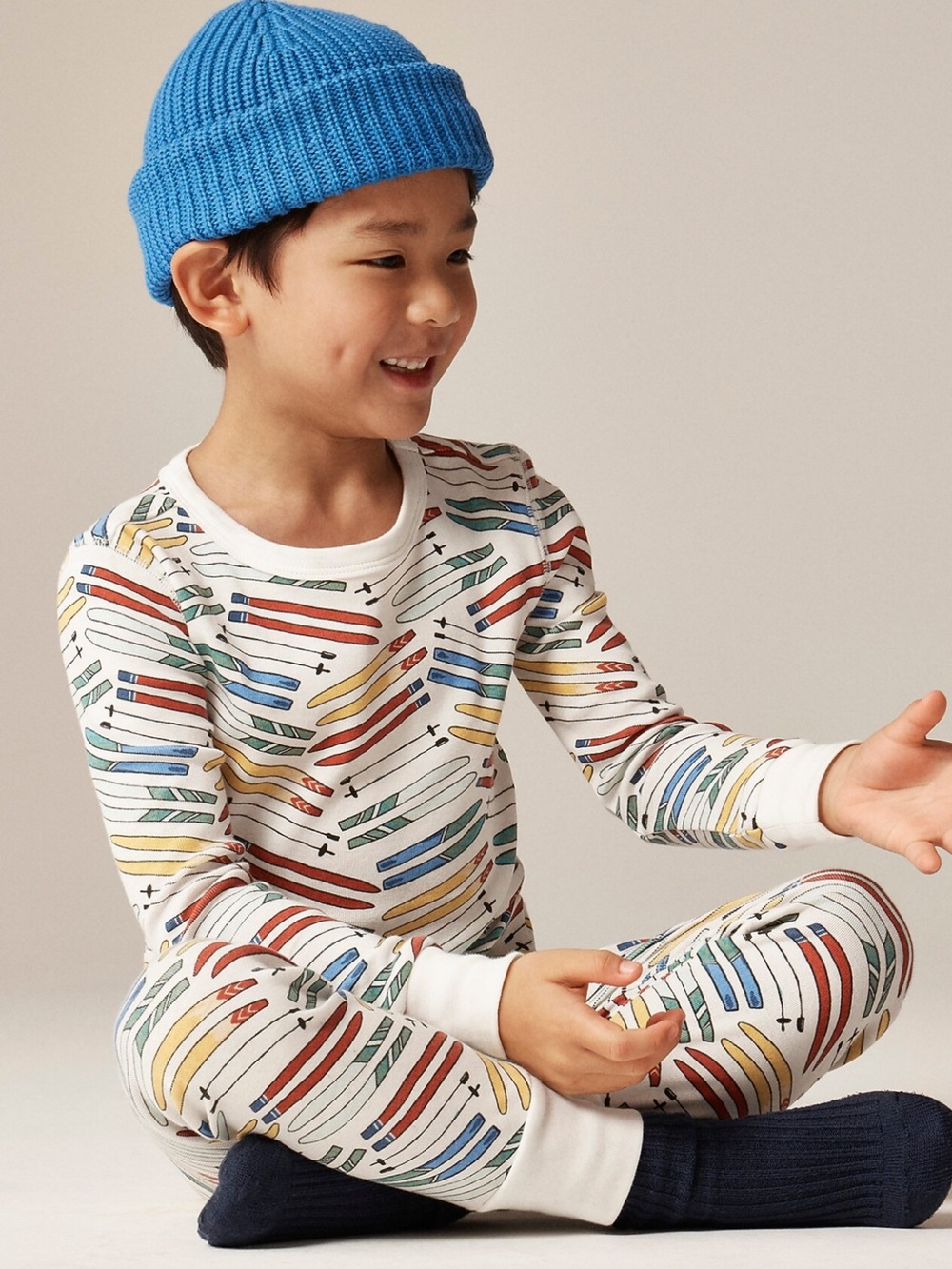 Kids Long-Sleeve Surfboard Print Shirt - White with Multi Color